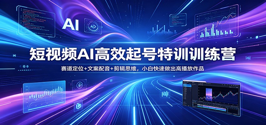 短视频AI高效起号特训训练营：赛道定位+文案配音+剪辑思维，小白快速做出高播放作品-白蛇网