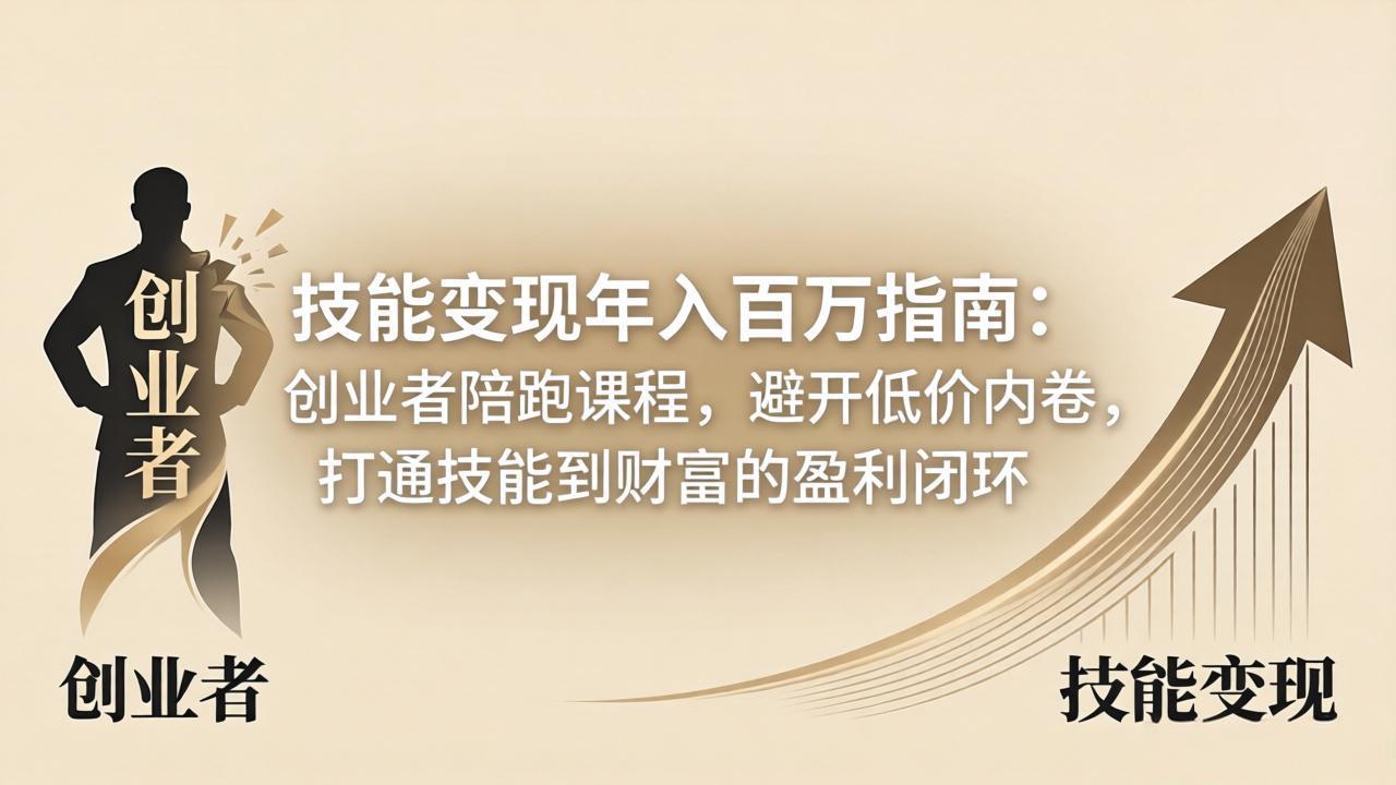 技能变现年入百万指南：创业者陪跑课程，避开低价内卷，打通技能到财富的盈利闭环-白蛇网