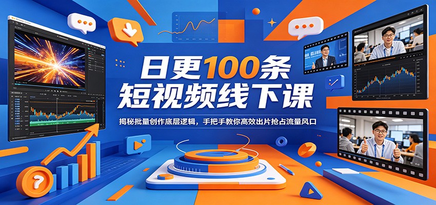 日更100条短视频线下课：揭秘批量创作底层逻辑，手把手教你高效出片抢占流量风口-白蛇网