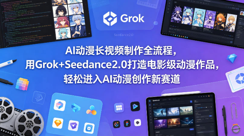 AI动漫长视频制作全流程，用Grok+Seedance2.0打造电影级动漫作品，轻松进入AI动漫创作新赛道-白蛇网