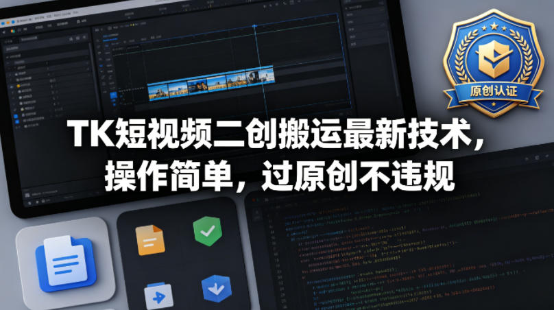 TK短视频二创搬运最新技术，操作简单，过原创不违规-白蛇网