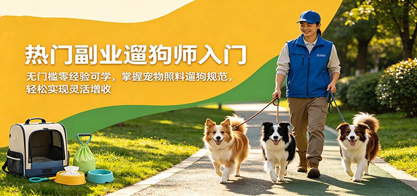 热门副业遛狗师入门，无门槛零经验可学，掌握宠物照料遛狗规范，轻松实现灵活增收-白蛇网