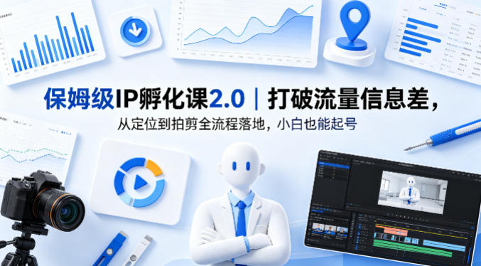 保姆级IP孵化课2.0｜打破流量信息差，从定位到拍剪全流程落地，小白也能起号-白蛇网