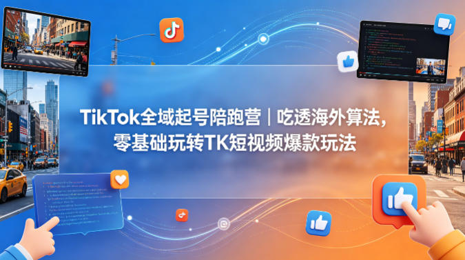 TikTok全域起号陪跑营｜吃透海外算法，零基础玩转TK短视频爆款玩法网赚项目-副业赚钱-互联网创业-资源整合青创网
