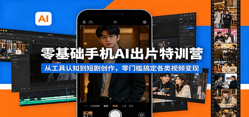 零基础手机AI出片特训营：从工具认知到短剧创作，零门槛搞定各类视频变现网赚项目-副业赚钱-互联网创业-资源整合青创网