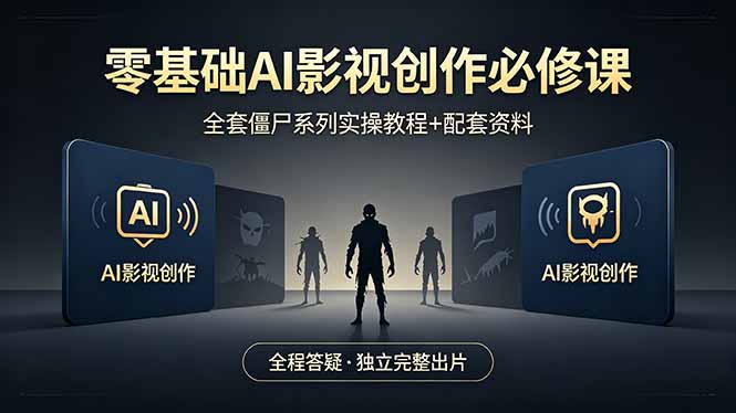零基础AI影视创作必修课，全套僵尸系列实操教程加配套资料，全程答疑带你独立完整出片网赚项目-副业赚钱-互联网创业-资源整合青创网