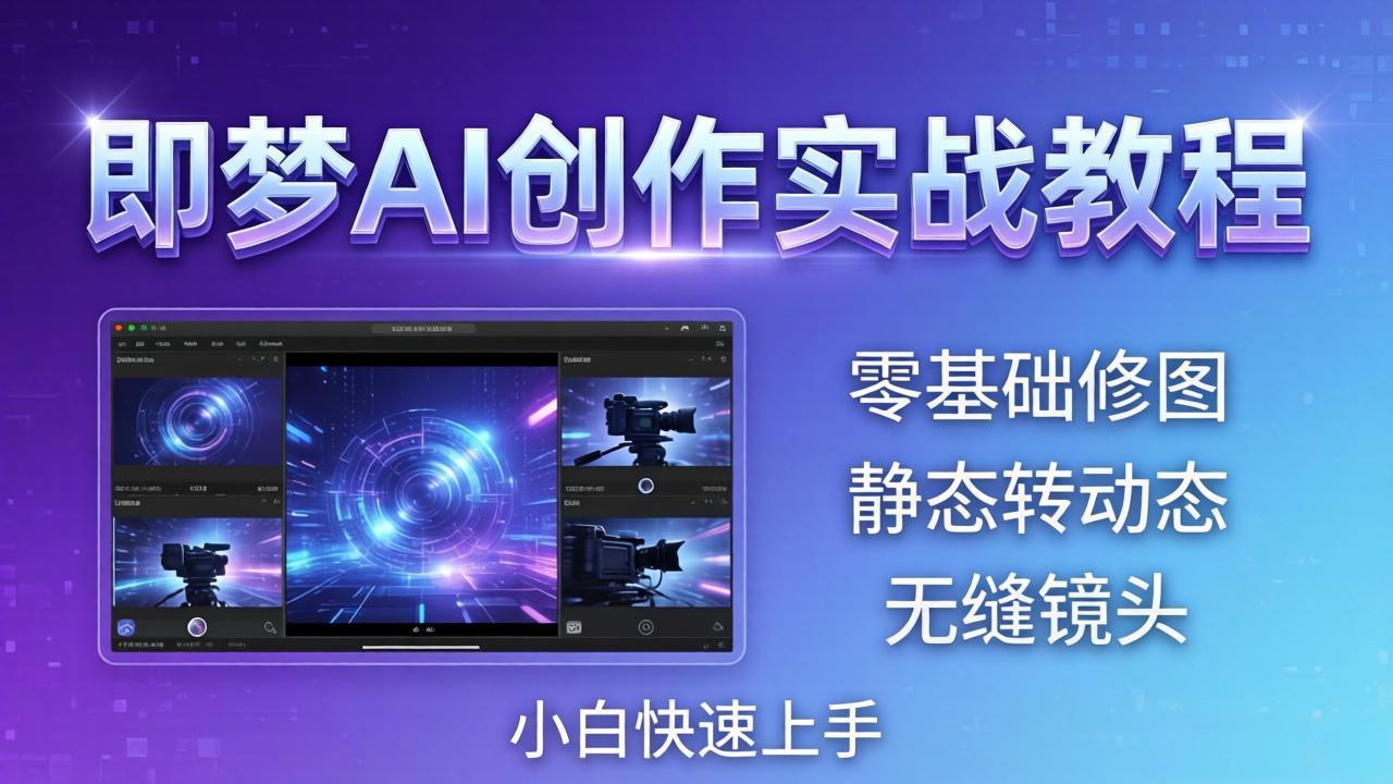 即梦AI创作实战教程，从零基础修图到AI导演，实战教学静态转动态+无缝镜头，小白快速上手网赚项目-副业赚钱-互联网创业-资源整合青创网