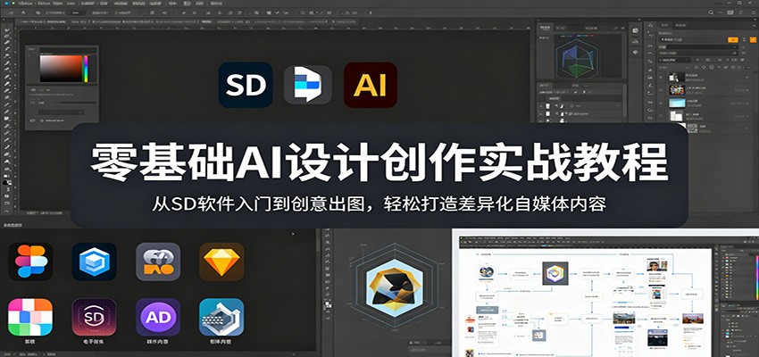 零基础AI设计创作实战教程：从SD软件入门到创意出图，轻松打造差异化自媒体内容网赚项目-副业赚钱-互联网创业-资源整合青创网