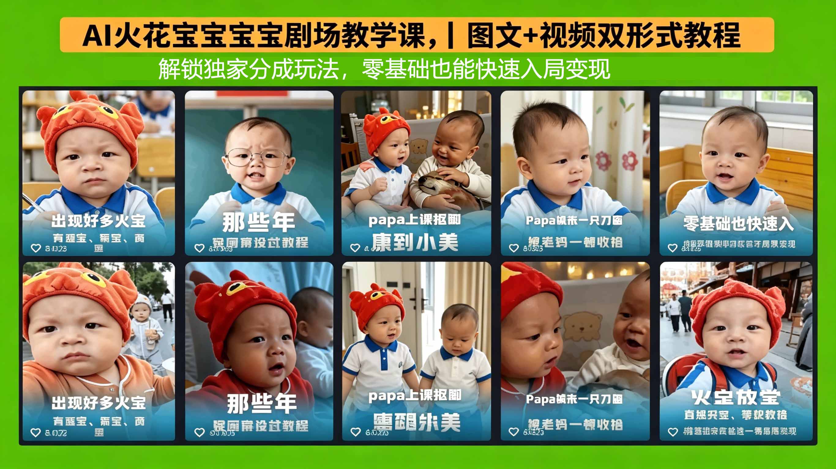 AI火花宝宝宝宝剧场教学课，图文+视频双形式教程，解锁独家分成玩法，零基础也能快速入局变现网赚项目-副业赚钱-互联网创业-资源整合青创网