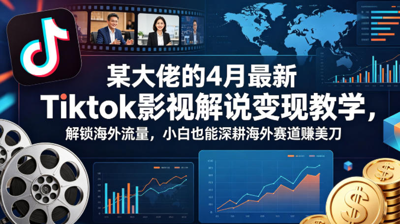 某大佬的4月最新Tiktok影视解说变现教学，解锁海外流量，小白也能深耕海外赛道賺美刀-白蛇网