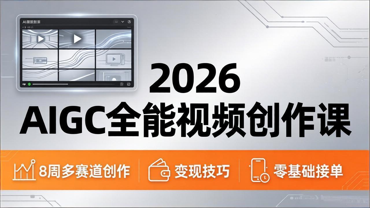 2026AIGC全能视频创作课，8周吃透多赛道创作+变现，零基础也能高效出片接单-白蛇网