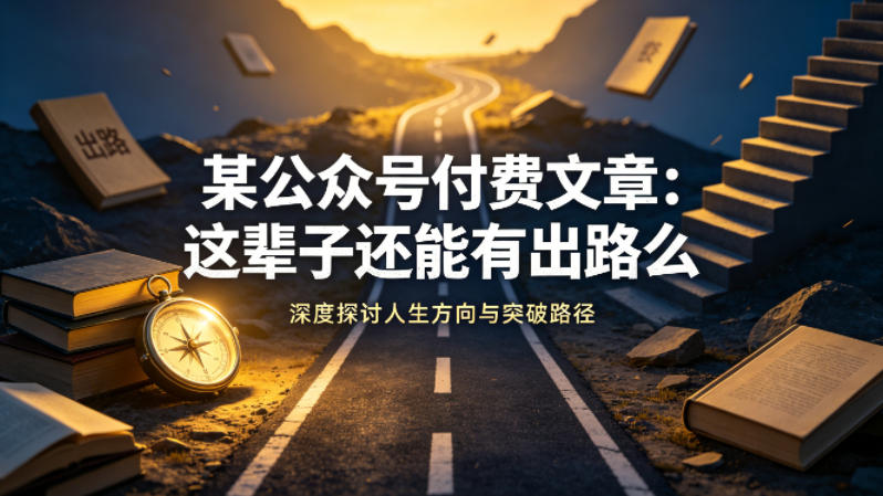 某公众号付费文章：这辈子还能有出路么-白蛇网