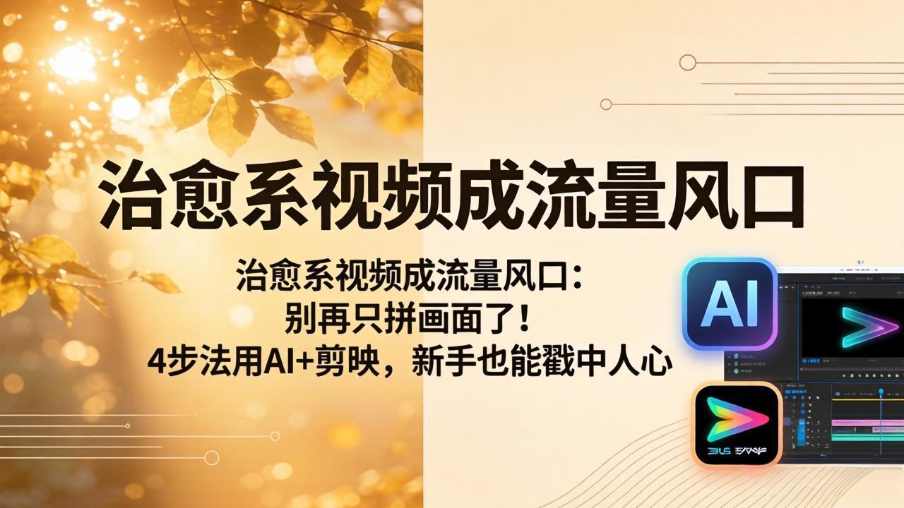 治愈系视频成流量风口：别再只拼画面了！4步法用AI+剪映，新手也能戳中人心-白蛇网