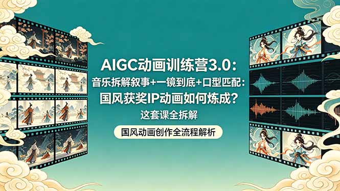 AIGC动画训练营3.0：音乐拆解叙事+一镜到底+口型匹配：国风获奖IP动画如何炼成？这套课全拆解-白蛇网