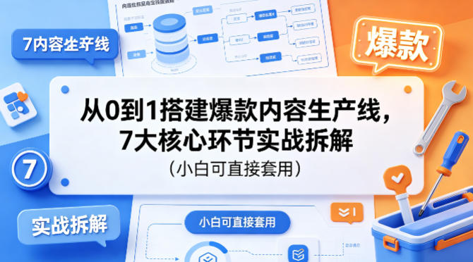 从0到1搭建爆款内容生产线，7大核心环节实战拆解(小白可直接套用)网赚项目-副业赚钱-互联网创业-资源整合青创网