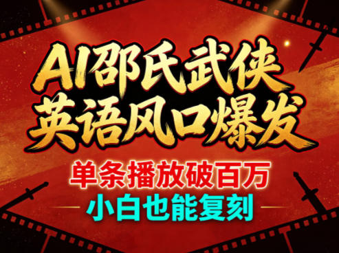 AI邵氏武侠英语风口爆发，单条播放破百万，小白也能复刻网赚项目-副业赚钱-互联网创业-资源整合青创网