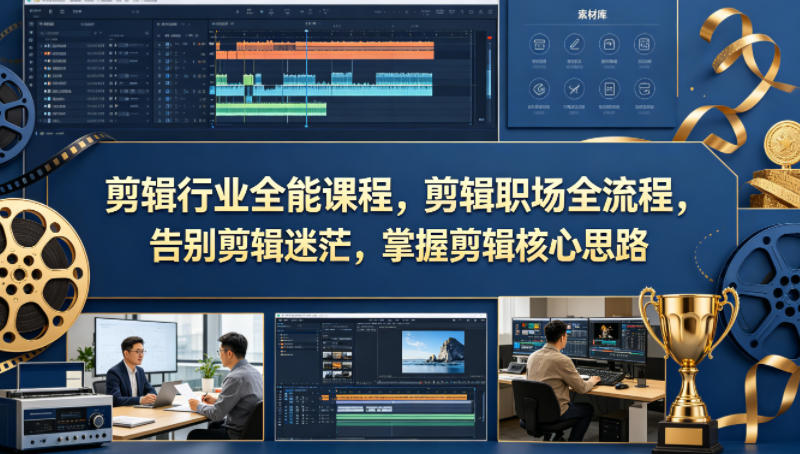 剪辑行业全能课程，剪辑职场全流程，告别剪辑迷茫，掌握剪辑核心思路-白蛇网