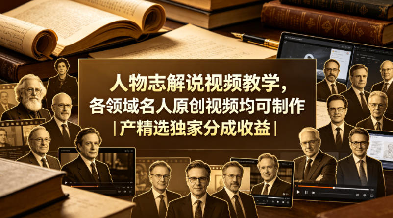 人物志解说视频教学，各领域名人原创视频均可制作丨精选独家分成收益(更新0430)-白蛇网