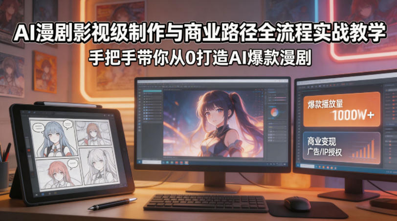 AI漫剧影视级制作与商业路径全流程实战教学，手带你从0打造AI爆款漫剧-白蛇网