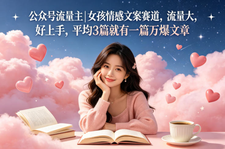 公众号流量主女孩情感文案赛道，流量大，好上手，平均3篇就有一篇万爆文章-白蛇网