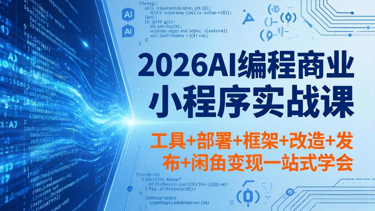 2026AI编程商业小程序实战课，工具+部署+框架+改造+发布+闲鱼变现一站式学会-白蛇网