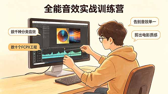 全能音效实战训练营：数千种分类音效+数十个FCPX工程，告别音效单一，剪出电影质感-白蛇网
