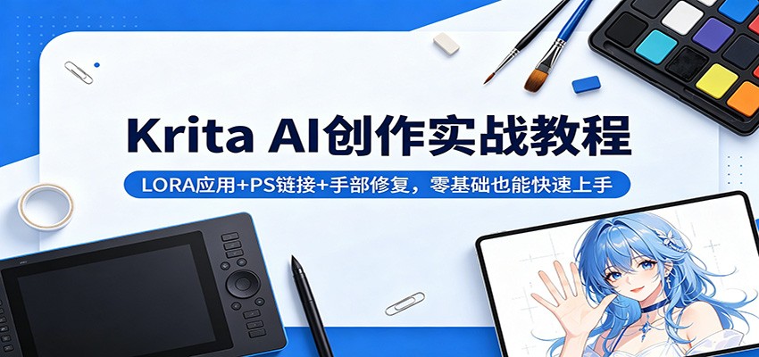 Krita AI创作实战教程：LORA应用+PS链接+手部修复，零基础也能快速上手-白蛇网