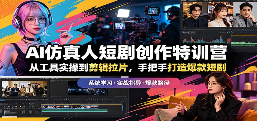 AI仿真人短剧创作特训营：从工具实操到剪辑拉片，手把手打造爆款短剧-白蛇网