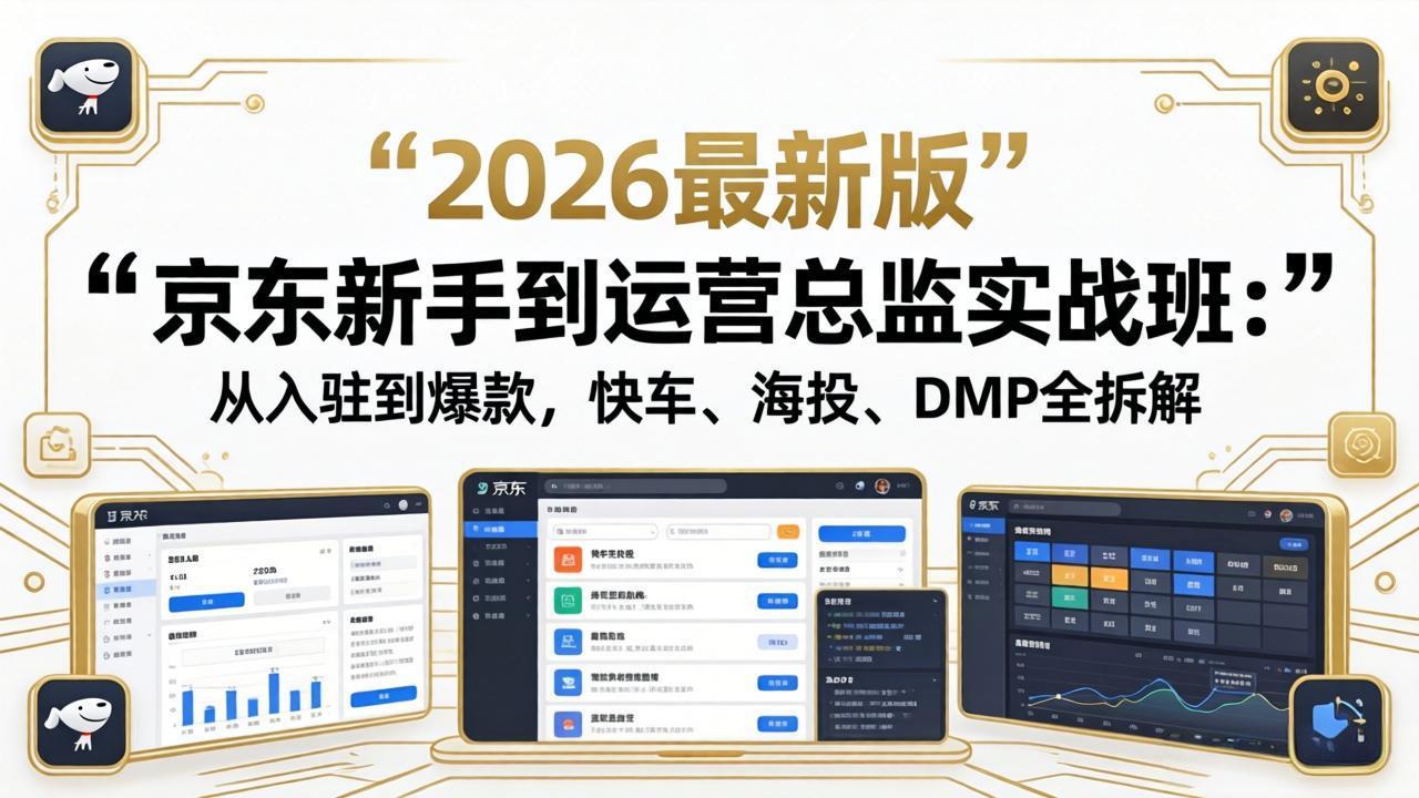 京东新手到运营总监实战班：从入驻到爆款，快车、海投、DMP全拆解，2026最新版-白蛇网
