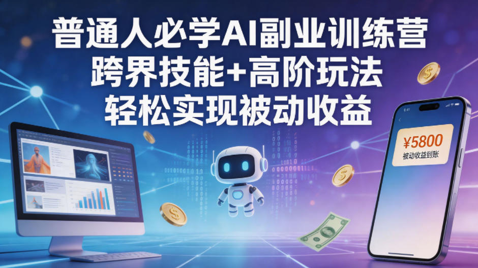 普通人必学AI副业训练营跨界技能+高阶玩法轻松实现被动收益-白蛇网