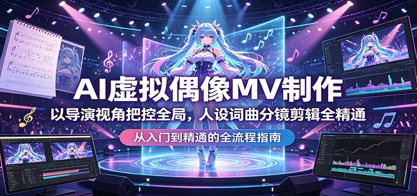 AI虚拟偶像MV制作：以导演视角把控全局，人设词曲分镜剪辑全精通-白蛇网