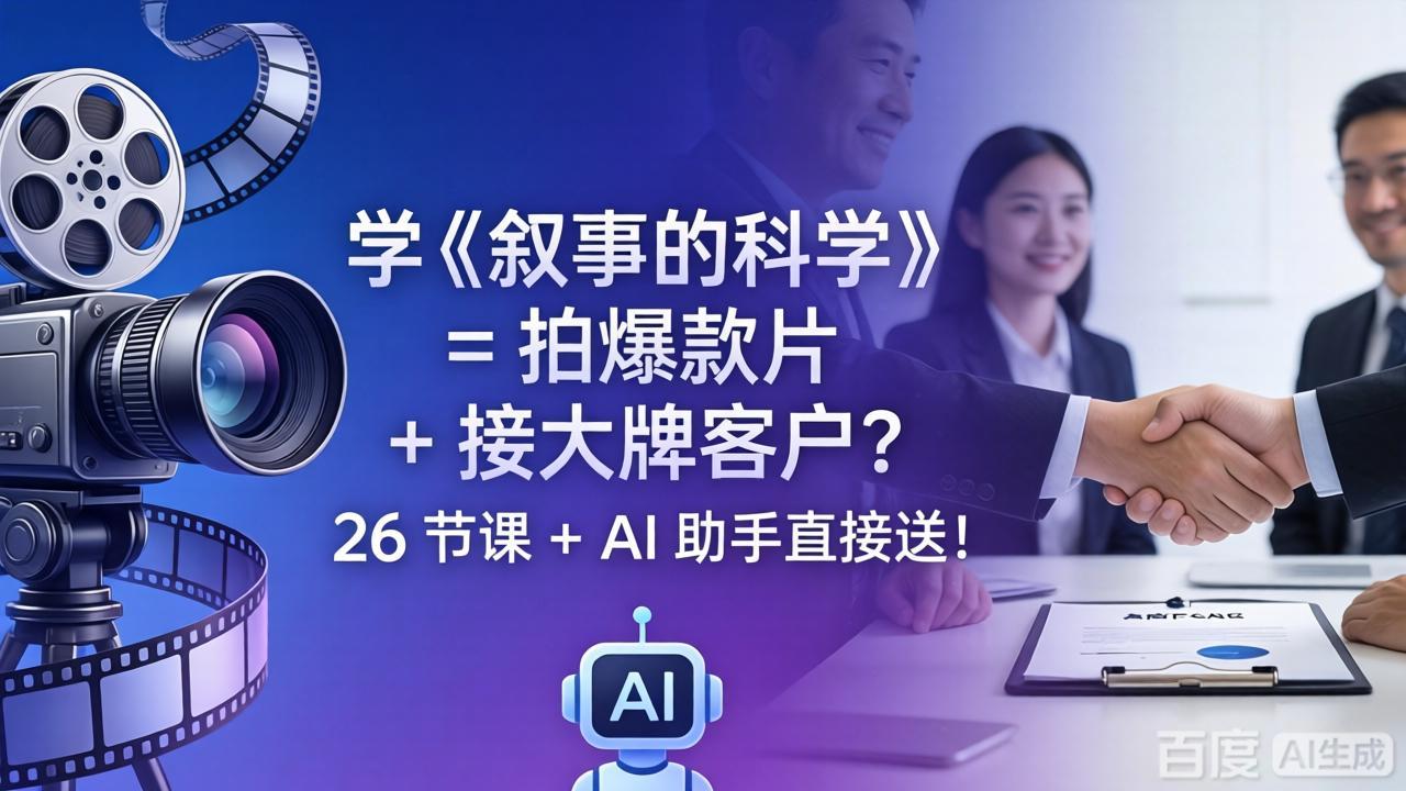 学《叙事的科学》= 拍爆款片 + 接大牌客户？26 节课 + AI 助手直接送！-白蛇网