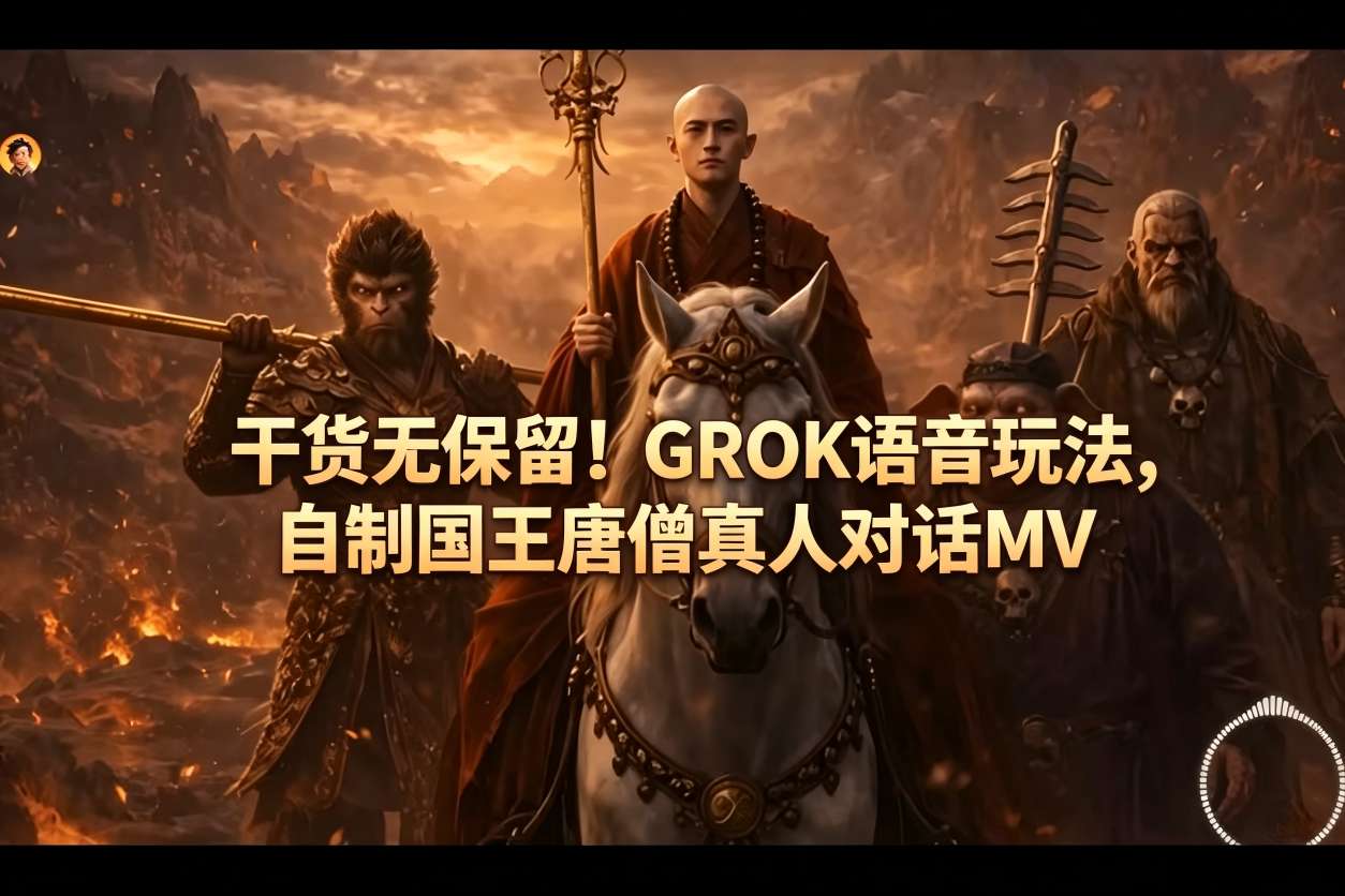 干货无保留！GROK语音玩法，自制国王唐僧真人对话MV-白蛇网
