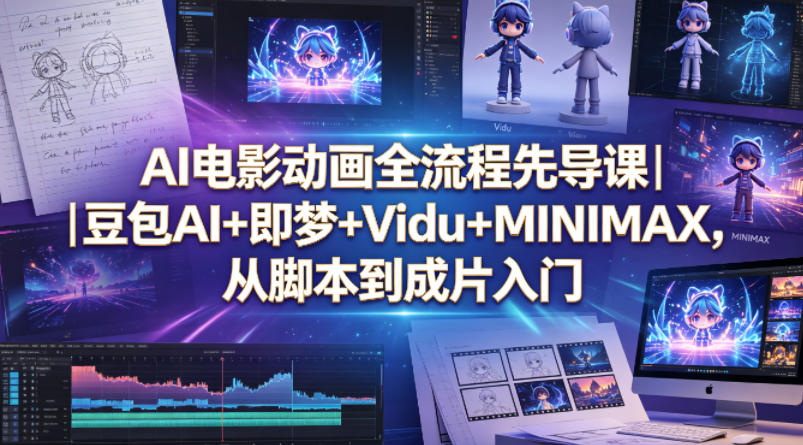 AI电影动画全流程先导课｜豆包AI+即梦+Vidu+MINIMAX，从脚本到成片入门-白蛇网