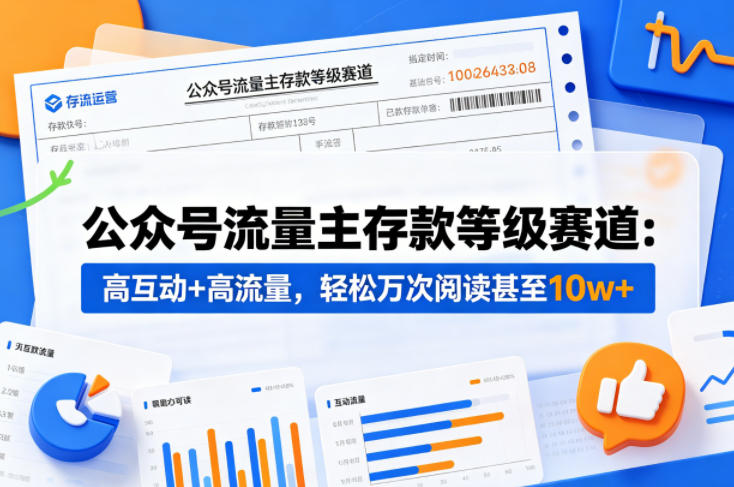 公众号流量主之存款等级赛道，高互动+高流量，轻松达到万次阅读，甚至10w+-白蛇网