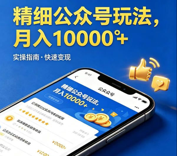 精细化公众号玩法，我们给你提供文章，你来负责发布，收益可观，月入1W+【揭秘】-白蛇网