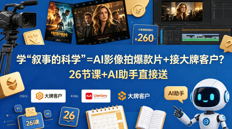 学《叙事的科学》=AI影像拍爆款片+接大牌客户？26节课+AI助手直接送【原创双语字幕】-白蛇网
