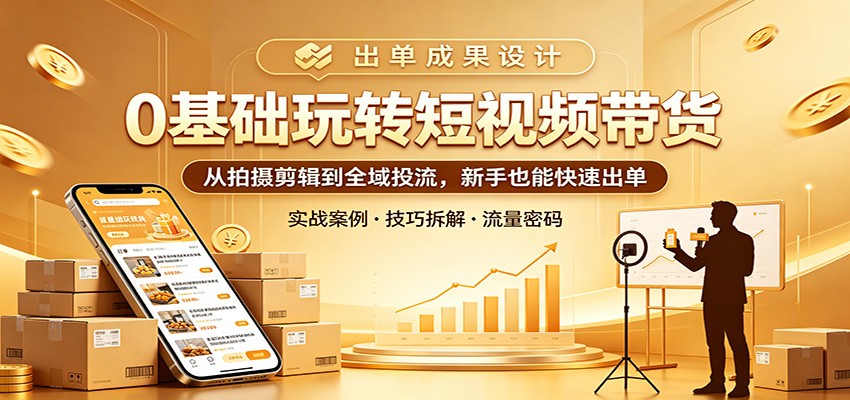 0基础玩转短视频带货：从拍摄剪辑到全域投流，新手也能快速出单-白蛇网