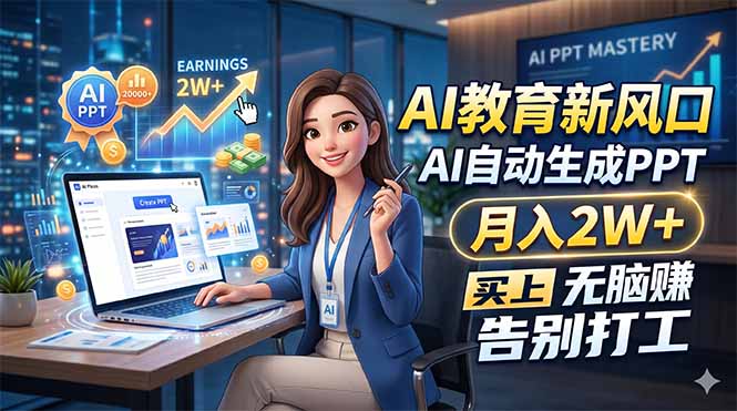 AI教育新风口，AI自动生成PPT，月入2W+，无脑赚，告别打工-白蛇网