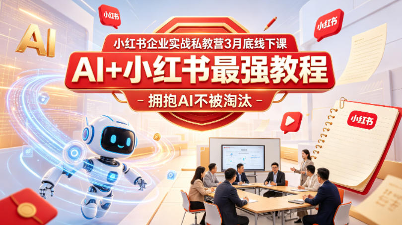 小红书企业实战私教营3月底线下课，AI+小红书最强教程，拥抱AI不被淘汰-白蛇网