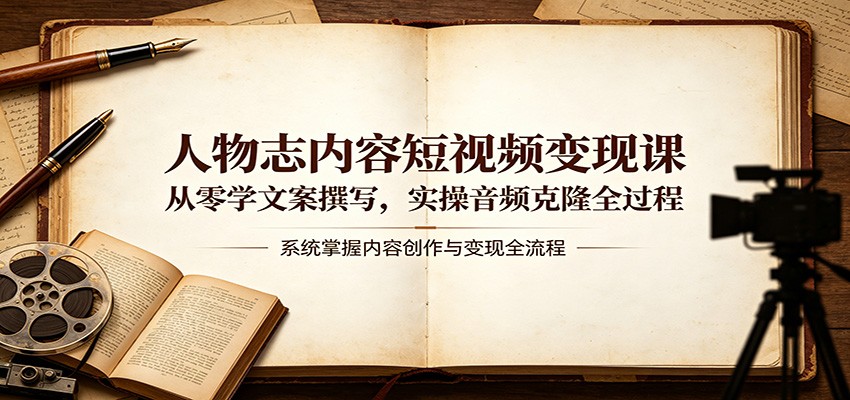 人物志内容短视频变现课：从零学文案撰写，实操音频克隆全过程-白蛇网