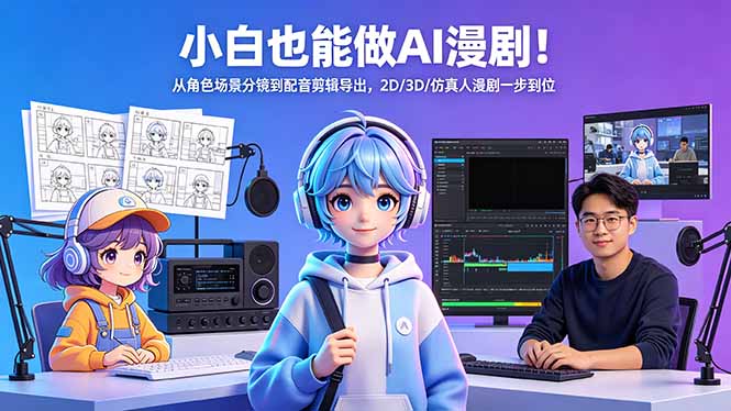 小白也能做AI漫剧！从角色场景分镜到配音剪辑导出，2D/3D/仿真人漫剧一步到位-白蛇网