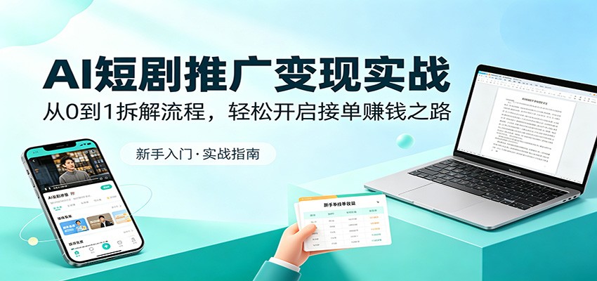 AI短剧推广变现实战：从0到1拆解流程，轻松开启接单赚钱之路-白蛇网