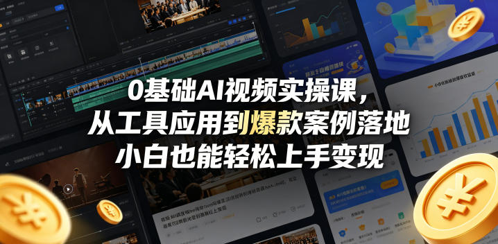 0基础AI视频实操课，从工具应用到爆款案例落地，小白也能轻松上手变现-白蛇网