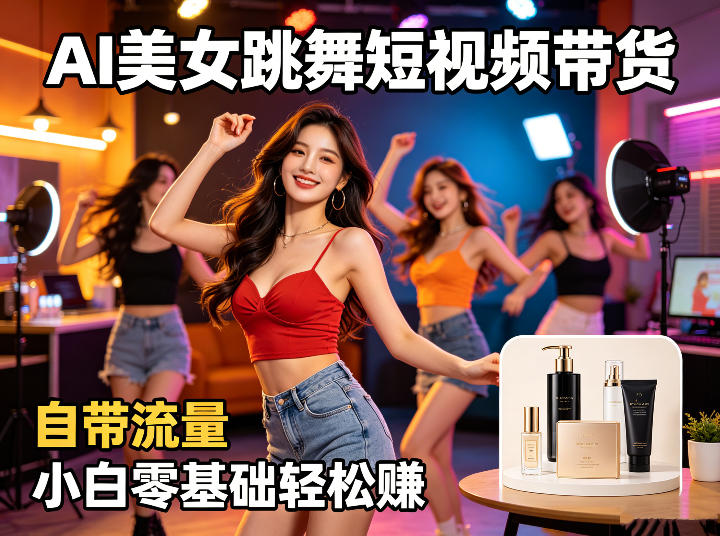AI美女跳舞短视频带货：自带流量，小白零基础轻松賺，详细拆解-白蛇网