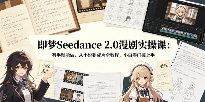 即梦Seedance 2.0漫剧实操课：有手就能做，从小说到成片全教程，小白零门槛上手-白蛇网