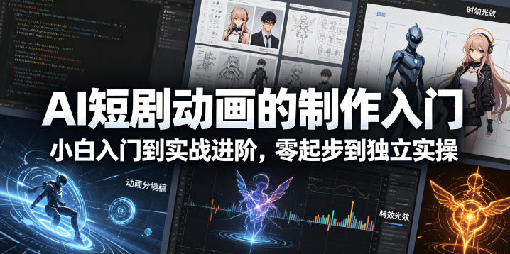 AI短剧动画的制作入门，小白入门到实战进阶，零起步到独立实操-白蛇网