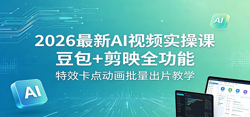 2026最新AI视频实操课：豆包+剪映全功能，特效卡点动画批量出片教学-白蛇网