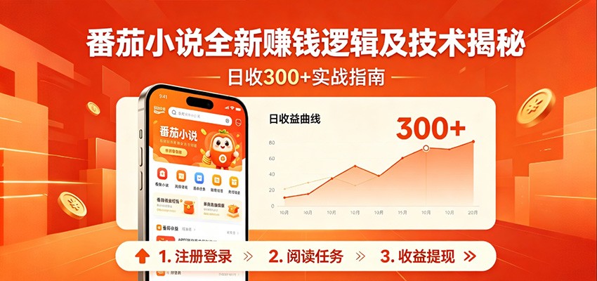 番茄小说全新赚钱逻辑及技术日收300+，小白新书皆可做！无脑赚就行了！-白蛇网