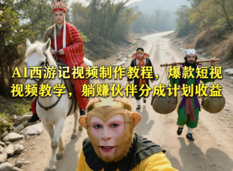 AI西游记视频制作教程，爆款短视频教学，躺賺伙伴分成计划收益-白蛇网